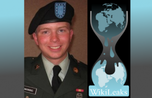 Bradley Manning in uniform plus Wikileaks logo