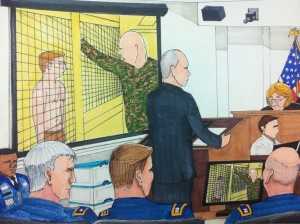Courtroom sketch by Clark Stoeckley.
