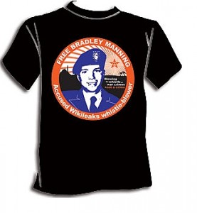 Our current campaign t-shirt, which is available for purchase at https://bradleymanning.org/shop