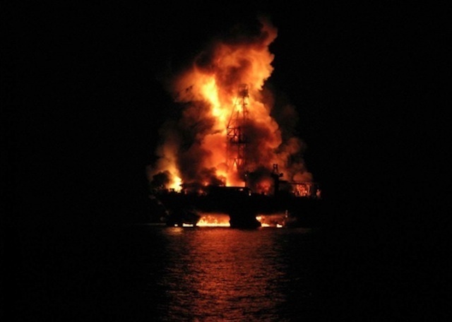 The fire on the BP Deepwater Horizon oil rig. Photo via Creative Commons.