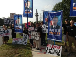 Vigil at Fort Meade prior to sentence announcement. August 21, 2013. 