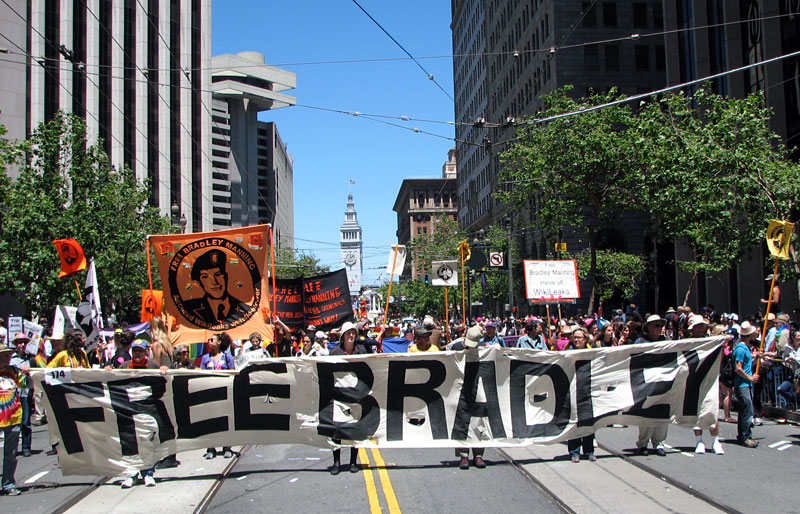 Bradley Manning contingent marching in the SF Pride Parade