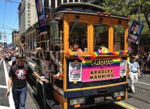 The Bradley Manning contingent in the SF Pride parade was the largest non corporate group in attendance! Free Bradley Manning! 